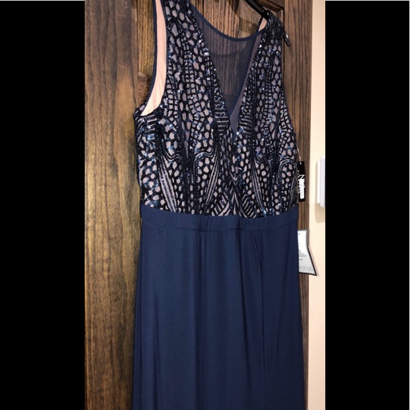Women’s Formal Dress Plus Size 14W 18W Evening Gown Bodice Sequins NIGHTWAY NEW - Picture 6 of 9